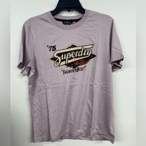Superdry Pink Short Sleeve Tee with Vintage Graphic